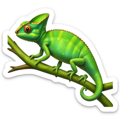 A green chameleon  sticker