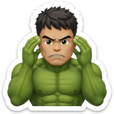 Create a man in a Hulk costume facepalming  sticker