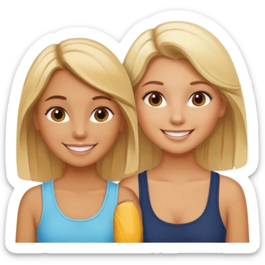 Gebräuntes Mädchen mit blonden Haaren und ihrer gebräunte braunhaarige Bestie  sticker