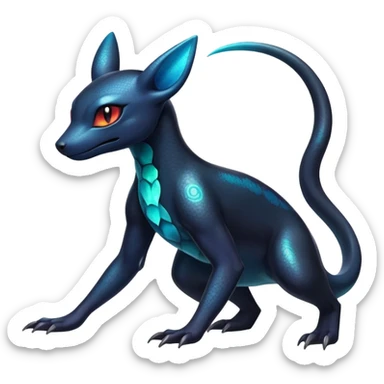 Colorful Iridescent Exotic Salandit-Aurorus-Umbreon-Fakémon-hybrid-creature (full body)  sticker