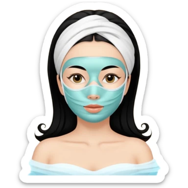 Lady with face mask black spa beauty full face relaxing sticker