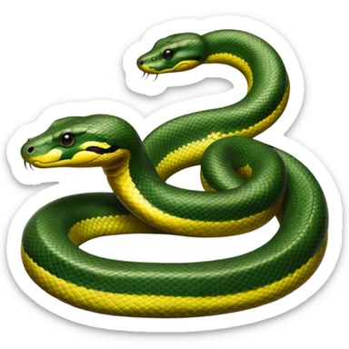 A photo-realistic digital illustration of a Green Anaconda, chest upward, with a broad, flat head, muscular body, and high-set eyes. Its olive-green body is covered with symmetrical, bold black oval spots, and its smooth, glossy scales highlight its large, powerful build. sticker