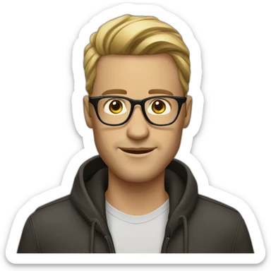 a guy fashion very strogman with glasses, he is a developper sticker