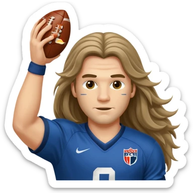 Long Haired Football Players, Footballer with flowing hair in jersey sticker