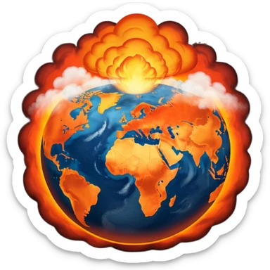 Earth on fire, unveiled by dark smoke cloud.  sticker