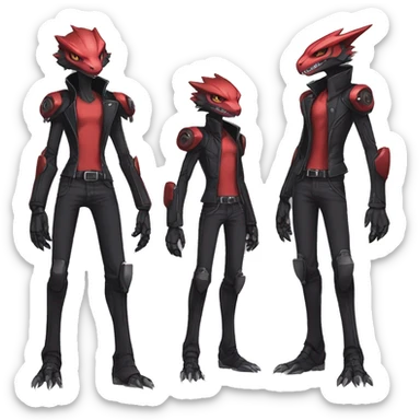  Cool Edgy Futuristic Punk Black Red Digimon-Fakemon-Raptor-Genesect-Reptile full body sticker