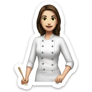 White girl, brunette cooking dinner sticker