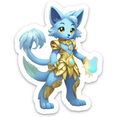 Anthro Sona Colorful Godly Celestial Shiny Fakemon Full Body sticker