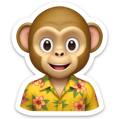 Monkey – cheeky grin, wearing yellow floral aloha shirt. sticker