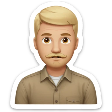 short blond hair clean cut mustache and beard 5ft 9 140lbs titian sticker