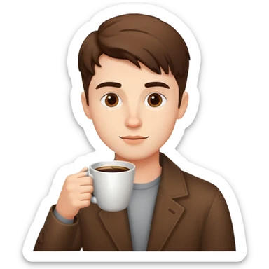 Handsome boy drinking a coffee sticker