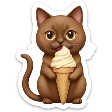 Brown Burmese cat with ice cream  sticker