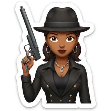 A sexy black female gangster with a gun sticker