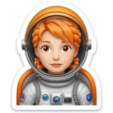 Astronauts, Middle-age, female, orange braided hair sticker
