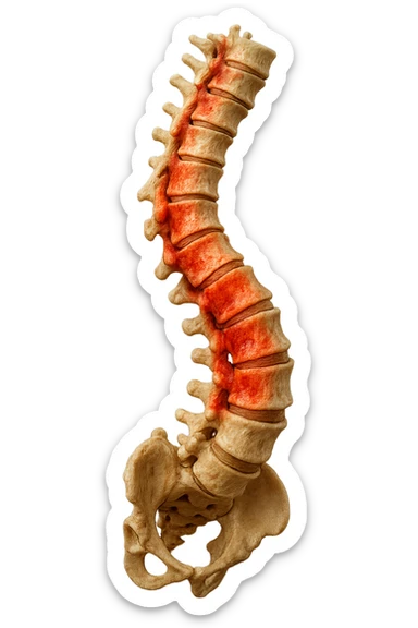 spina dorsale infiammata e storta, scoliosi, iperrealistico 4k sticker