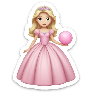 blonde Caucasian princess with puffy light pink ball gown sticker