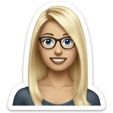 Blonde balayage hair white women blue eyes and small glasses cell phone  sticker
