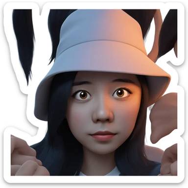 girl in hat portrait sticker