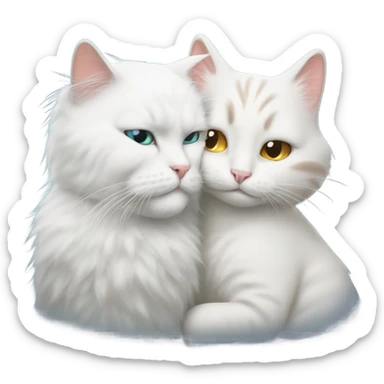 Photo realistic, Donald Trump, kissing and embracing white cat, sticker