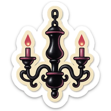 gothic chandelier, black and pink, retro stickers style sticker