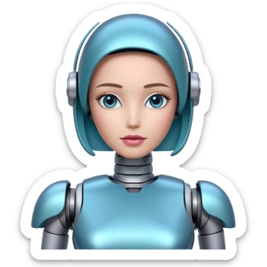 A feminine female robot, no emoji faces, no emoji icons, no human beings sticker