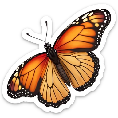 Cinematic Realistic Cute Yawning monarch Butterfly Portrait Emoji, Head tilted slightly with a dramatic, wide-open yawn, showcasing soft, downy ruby wings with gentle droop and half-closed, drowsy eyes rendered in exquisite natural detail, high shine, relaxed yet expressive, styled with a dash of delicate floral charm, soft glowing outline, capturing the essence of a sleepy yet affectionate red butterfly that appears ready to rest its vibrant wings in quiet slumber! sticker