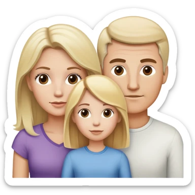 White family, 1 mom with brown hair, 1 dad with Blonde hair, 1 girl with blonde hair sticker