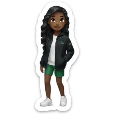 Lacoste bag Black girl with long hair with black lacoste windbreaker sticker