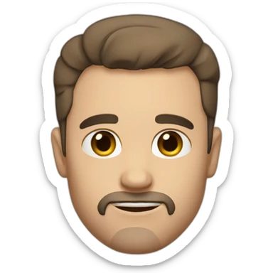 man with short brown hair, receding hairline, short beard, dark brown eyes sticker