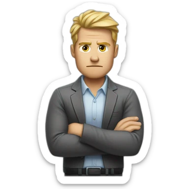 White Man HR-manager crossed arms angry sticker