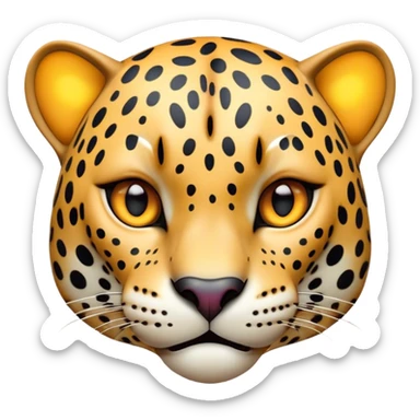 Cinematic Comical Jaguar Portrait Emoji, Head tilted dramatically with an exaggeratedly shocked expression, featuring a sleek, agile form with bold spotted patterns and wide, comically expressive eyes full of humorous disbelief, Simplified yet hilariously expressive features, highly detailed, glowing with a slightly sassy wild glow, high shine, dramatic yet playful, stylized with an air of quirky feline attitude, soft glowing outline, capturing the essence of a meme-worthy jaguar that appears ready to side-eye its way into viral fame instantly! sticker