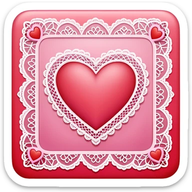 Square happy Valentine’s Day card with lace edges sticker