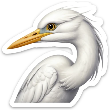 white egret headshot sticker