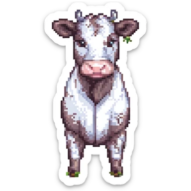 Minecraft style cow, blocky, realistic texture, similar to provided wolf reference sticker
