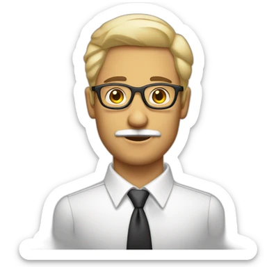 Hombre mayor pelo blanco sin bigote con gafas sticker