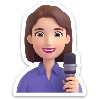 emoji style person with a microphone, experiencing ASMR, smooth edges, gentle smile sticker