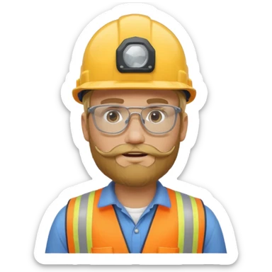 blond man with beard construction worker sticker