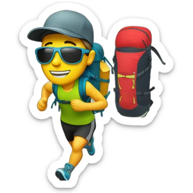 a trail runner with a cap a light Running backpack and a pair of sunglasses sticker