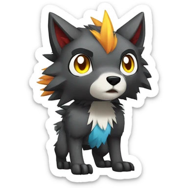 Edgy Colorful Digimon-Fakemon-Wolf full body sticker