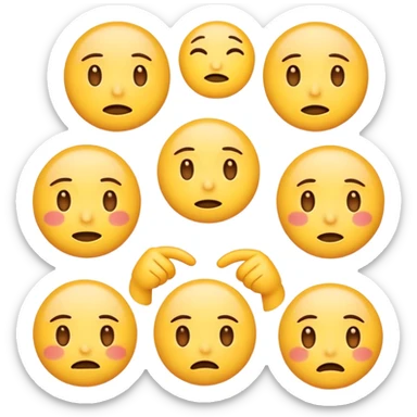 emoji face showing multiple emotions at once, happy on one side and sad on the other sticker