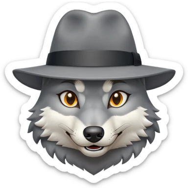 A wolf wearing a fedora and smirking sticker
