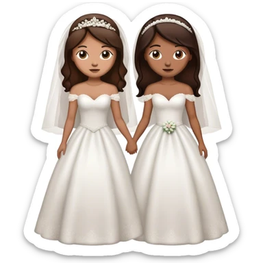 two brown women with dark brown hair getting married sticker
