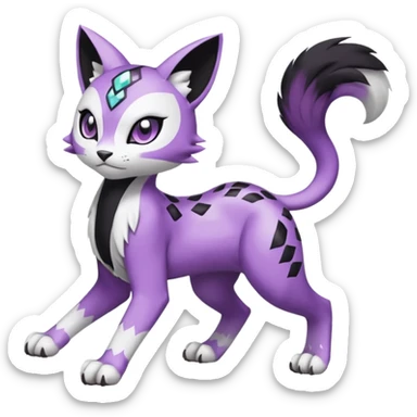 Meloetta-Meicoomon-Gatomon-Liepard-Pokémon-Digimon-Fakémon-fusion-hybrid-creature sticker