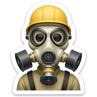 Skeleton wearing a gas mask sticker