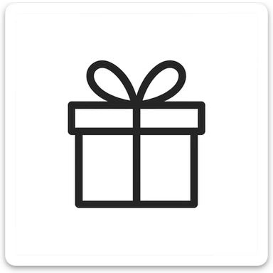 minimalist icon of a gift box with ribbon sticker
