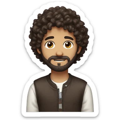 White boy with dark brown medium length loosely curly hair and a beard and mustache and the prettiest hazel eyes you’ve ever seen  sticker