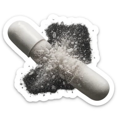 DUE BOCCETTE DI INTEGRATORI BIANCHE CHE SI SCONTRANO A VICENDA FINO AD ELIMINARSI, IPERREALISTICA 4K sticker