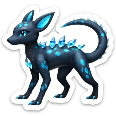 L Scaley Exotic Salandit-Aurorus-Umbreon-Fakémon-hybrid-creature (full body), 4 legs sticker