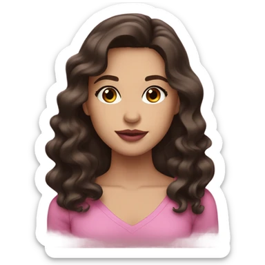 brunette dark hair pink lips wavy brown eyes sticker