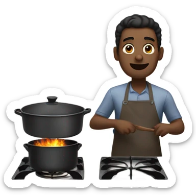 Person on a stove 🧔🏾‍♂️🥘 sticker